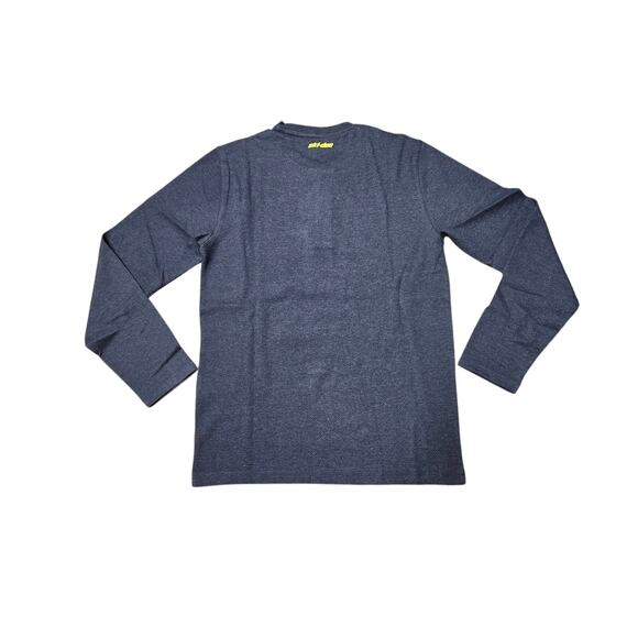 Ski-Doo Men's Waffle Knit Thermal Long Sleeve Henley Denim Blue NWT - Picture 2 of 11